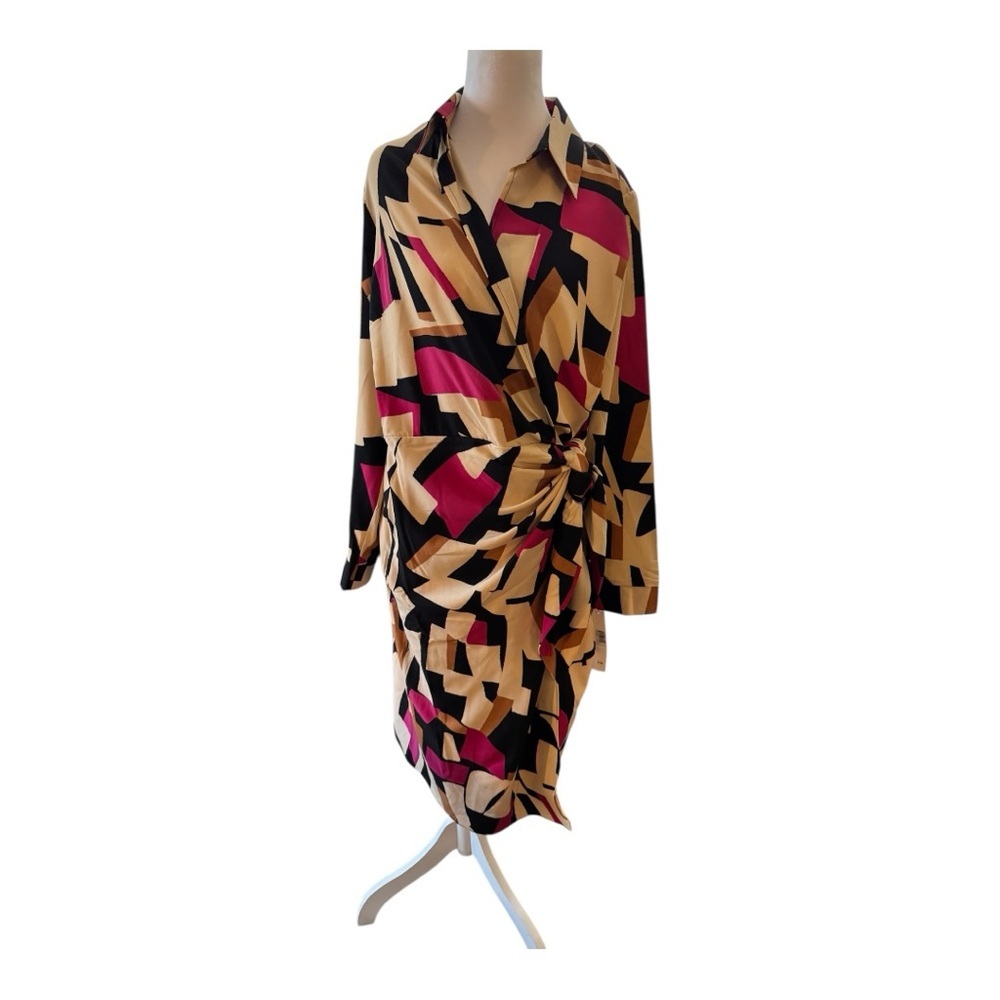 Stylish Multicolor Wrap Dress - Picture 3 of 5